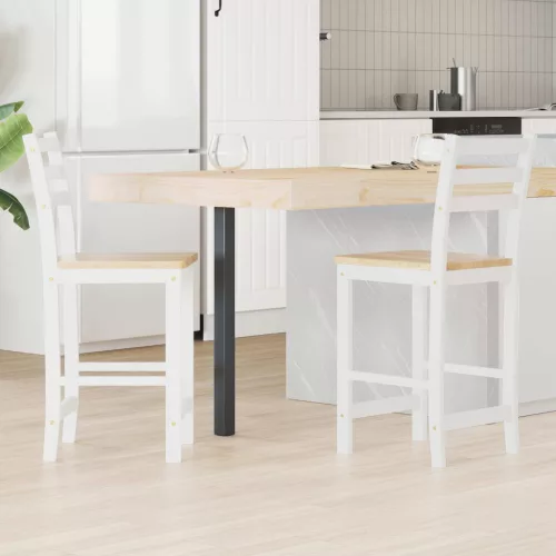 vidaXL Étkező Székek 2 pcs Fehér 40 x 47,5 x 99,5 cm Tömör Gumi Fa