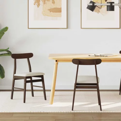 vidaXL Étkezőszék 2 pcs Sötétbarna, Világos Tömör Gumi Fa