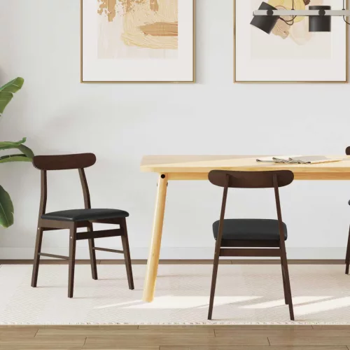 vidaXL Étkezőszék 2 pcs Sötétbarna és Fekete Tömör Gumi Fa