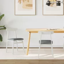   vidaXL Étkezőszék 2 pcs Fehér és Szürke Tömör Gumi Fa