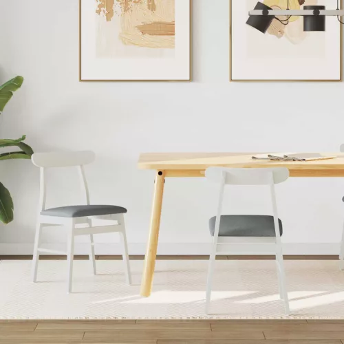 vidaXL Étkezőszék 2 pcs Fehér és Szürke Tömör Gumi Fa