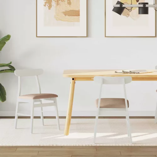 vidaXL Étkezőszék 2 pcs Fehér és barna Tömör Gumi Fa