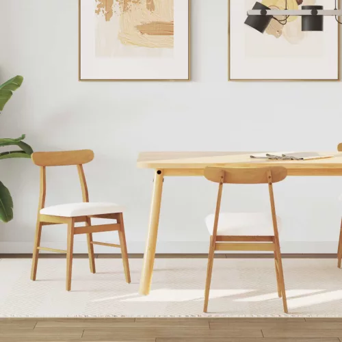 vidaXL Étkezőszék 2 pcs Természetes és világos Tömör Gumi Fa