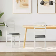   vidaXL Étkezőszék 2 pcs Fehér és Szürke Tömör Gumi Fa