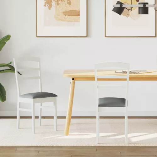 vidaXL Étkezőszék 2 pcs Fehér és Szürke Tömör Gumi Fa