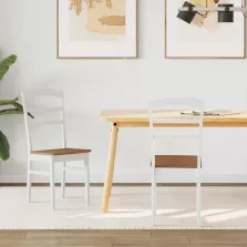   vidaXL Étkezőszék 2 pcs Fehér és Természetes Tömör Gumi Fa