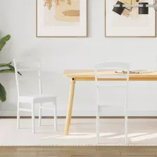 vidaXL Étkezőszék 2 pcs Fehér Tömör Gumi Fa