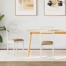 vidaXL Étkezőszék 2 pcs Fehér és barna Tömör Gumi Fa