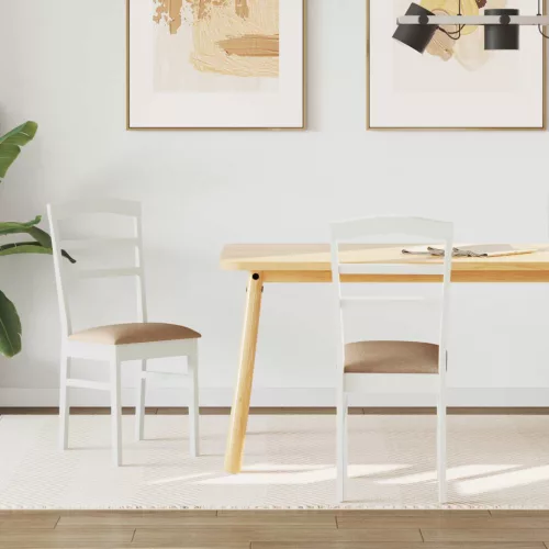 vidaXL Étkezőszék 2 pcs Fehér és barna Tömör Gumi Fa