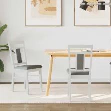   vidaXL Étkezőszék 2 pcs Fehér és Szürke Tömör Gumi Fa