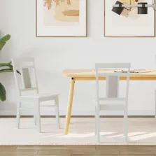 vidaXL Étkezőszék 2 pcs Fehér Tömör Gumi Fa