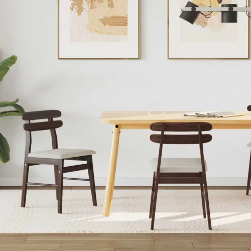 vidaXL Étkezőszék 2 pcs Világosbarna és világos Tömör Gumi Fa