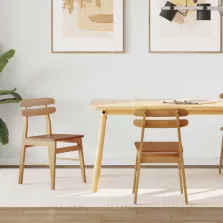 vidaXL Étkezőszék 2 pcs Természetes Tömör Gumi Fa
