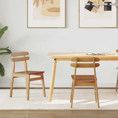 vidaXL Étkezőszék 2 pcs Természetes Tömör Gumi Fa