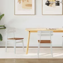   vidaXL Étkezőszék 2 pcs Fehér és Természetes Tömör Gumi Fa