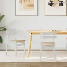 vidaXL Étkezőszék 2 pcs Fehér és barna Tömör Gumi Fa