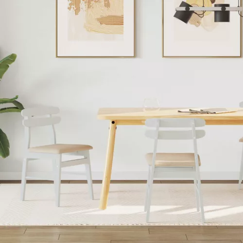 vidaXL Étkezőszék 2 pcs Fehér és barna Tömör Gumi Fa