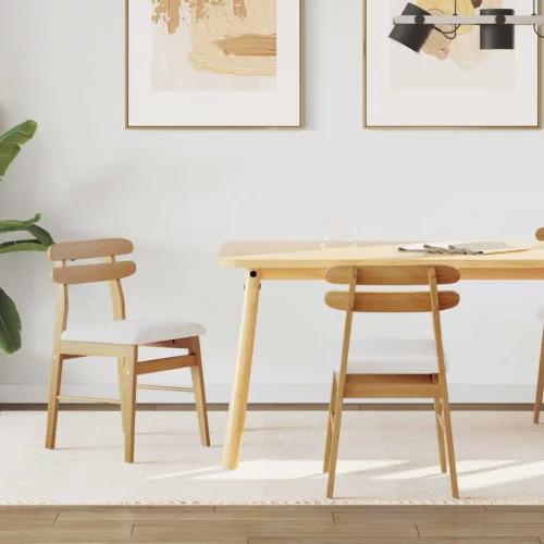 vidaXL Étkezőszék 2 pcs Természetes és világos Tömör Gumi Fa