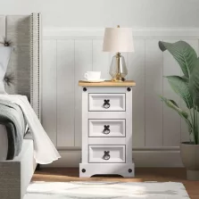   vidaXL Éjjeli asztal fiókkal Fehér 35 x 32,5 x 58 cm Tömör fenyőfa
