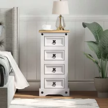   vidaXL Éjjeli asztal fiókkal Fehér 35 x 32,5 x 74 cm Tömör fenyőfa