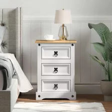   vidaXL Éjjeli asztal fiókkal Fehér 45 x 35 x 64 cm Tömör fenyőfa