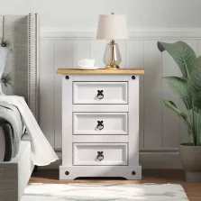   vidaXL Éjjeli asztal fiókkal Fehér 53 x 39 x 66 cm Tömör fenyőfa
