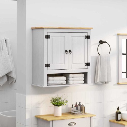 vidaXL Függő szekrény Corona Fehér 70 x 33 x 71,5 cm Tömör fenyőfa