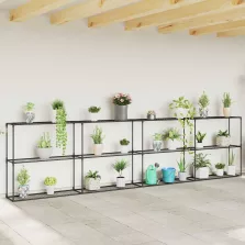   vidaXL 3-szintes növénypolc tárolóval Fekete 400 x 32 x 104 cm Acél