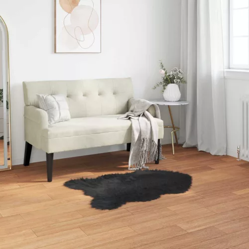 vidaXL Műgyapjú Szőnyeg Tafalla Fekete 50 x 80 cm Poliészter
