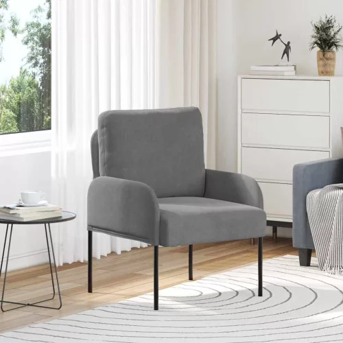 vidaXL Kanapék párnával 55cm Sötétszürke Furnér