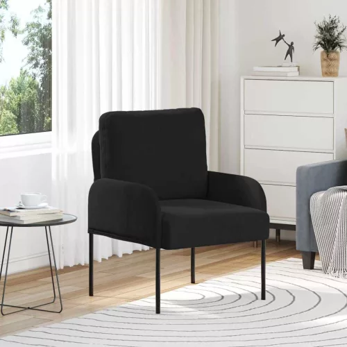 vidaXL Kanapék párnával 55cm Fekete Furnér