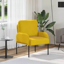 vidaXL Kanapék párnával 55cm Sárga Furnér