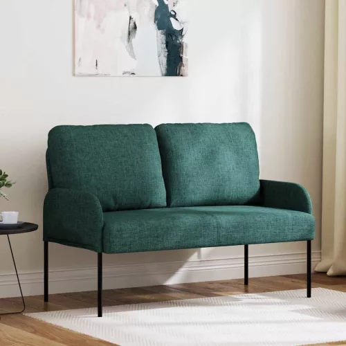 vidaXL Kanapék párnával 110cm Sötétzöld Furnér