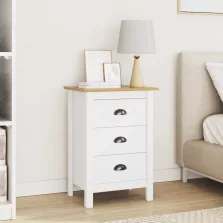   vidaXL Éjjeliszekrény Fehér és mézbarna 46 x 35 x 65 cm Tömör fenyőfa
