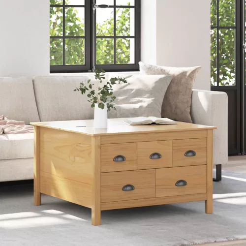 vidaXL Dohányzóasztal Méz barna 79.5 x 79.5 x 49 cm Tömör fenyőfa