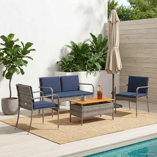 vidaXL Kert szett párnával acél