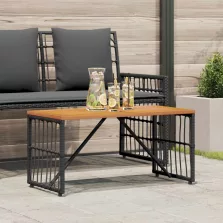   vidaXL Kültéri Asztal Fekete 80 x 40 x 40 cm Acél és poli rattan