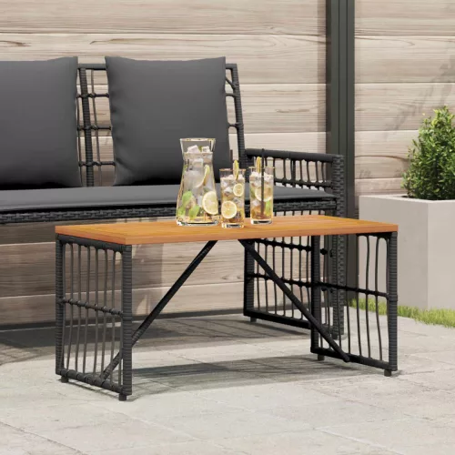 vidaXL Kültéri Asztal Fekete 80 x 40 x 40 cm Acél és poli rattan