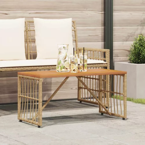 vidaXL Kültéri Asztal Természetes 80 x 40 x 40 cm Acél és poli rattan