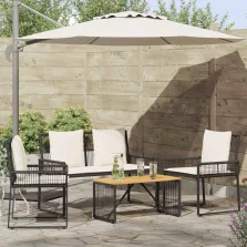   vidaXL Kültéri Bútor Szett 4 pcs Fekete és krémfehér polirattan