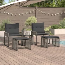   vidaXL Kültéri Bútor Szett 11 pcs Szürke és sötétszürke polirattan