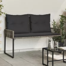   vidaXL Kerti pad párnával 4 pcs Szürke és sötétszürke polirattan