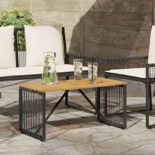   vidaXL Kültéri Asztal Fekete és Barna 80 x 40 x 40 cm polirattan