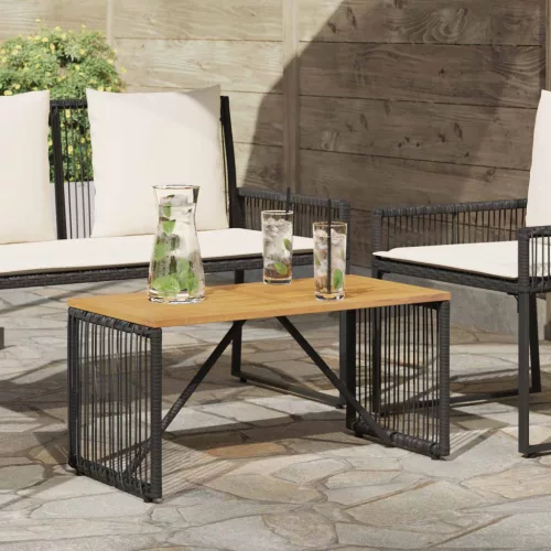 vidaXL Kültéri Asztal Fekete és Barna 80 x 40 x 40 cm polirattan