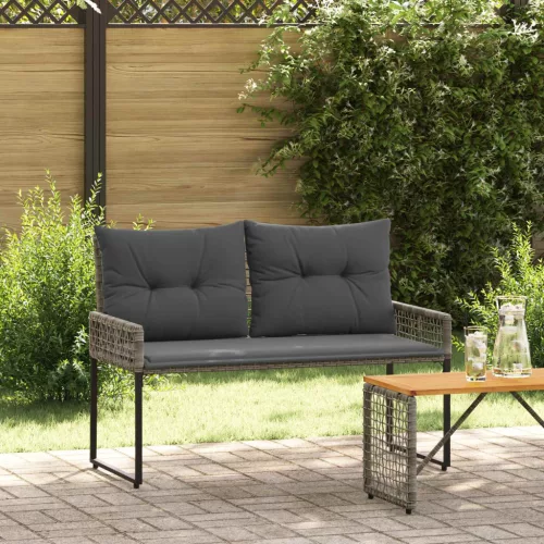 vidaXL Kerti pad párnával Szürke 118 x 55 x 82 cm PE rattan és szövet