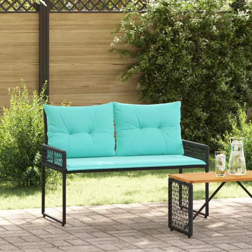 vidaXL Kerti pad Fekete és Türkiz 118 x 55 x 82 cm PE rattan és szövet