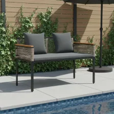   vidaXL Kerti pad Szürke és sötétszürke 117 x 54 x 74.5 cm polirattan