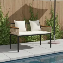   vidaXL Kerti pad Beige és Krémszínű 117 x 54 x 74.5 cm polirattan