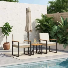   vidaXL Kültéri Bútor Szett 3 pcs Beige és Krémszínű polirattan