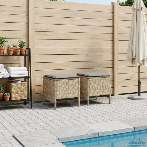 vidaXL Kerti lábtartó 2 Darab Beige és Világosszürke 38 x 38 x 45 cm